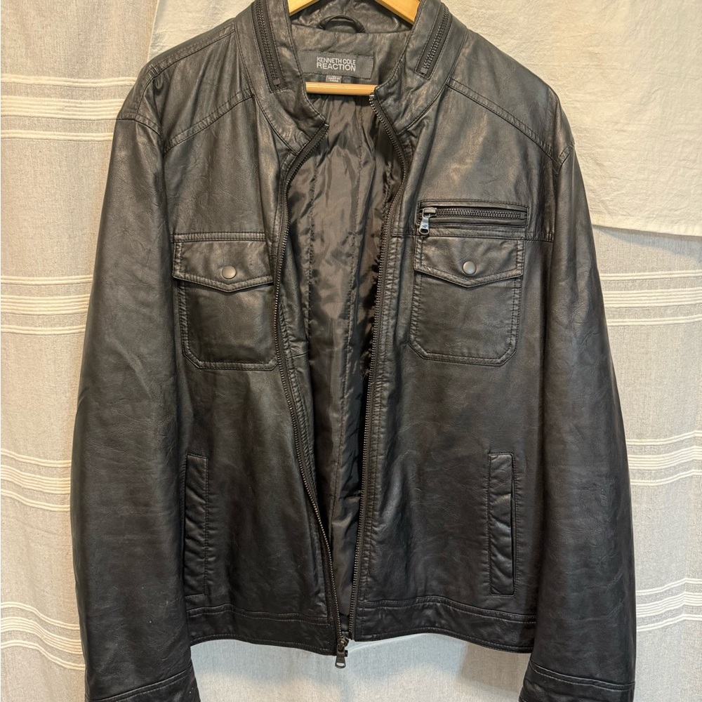 Kenneth Cole Reaction Black Leather Jacket